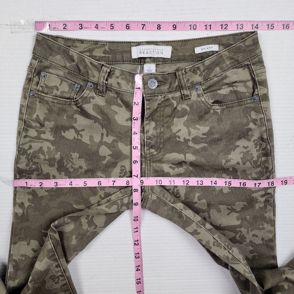 Kenneth Cole Reaction Camo Skinny Jeans Olive Green Army Green Size 27 - Picture 7 of 16